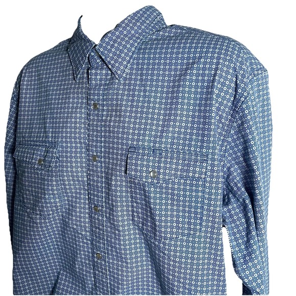 Wrangler Wrancher Western Pearl Snap Shirt 2XT Blue Cowboy Yellowstone Rodeo - Picture 4 of 8